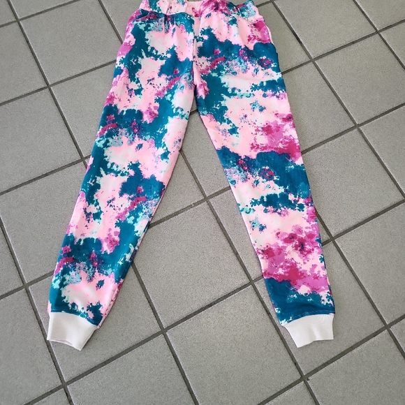 NWT Girls L(10/12) So Favorite Jogger Sweatpants Tie-Dye Pink Teal - Picture 5 of 8